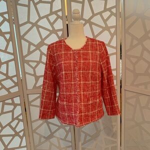 Talbots Pink  Plaid Tweed Blazer